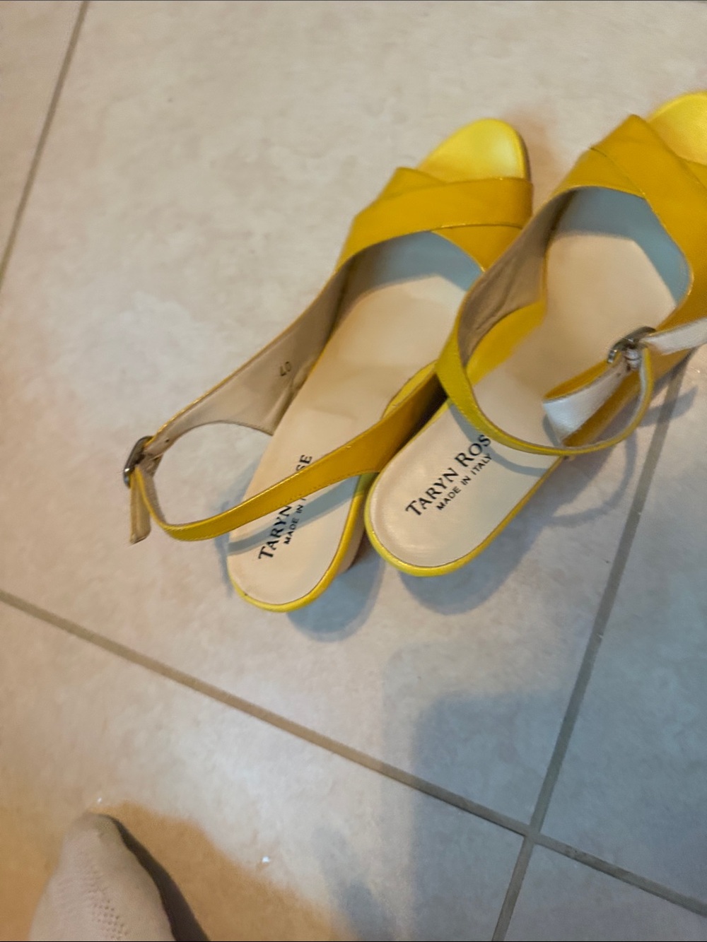 Taryn Rose Yellow Crossover Slingback Sandals